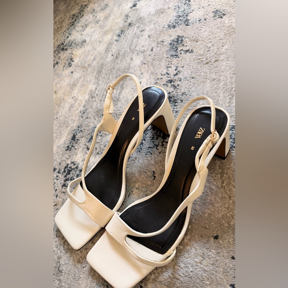 Zara Cream Strappy Heeled Sandals